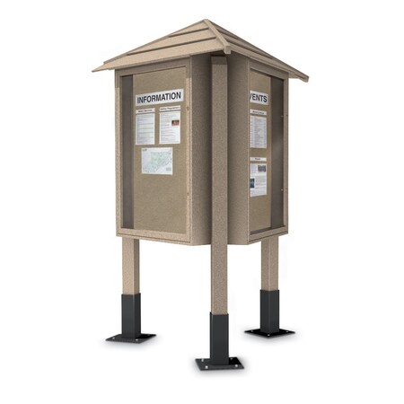 United Visual Products Sliding Door Indoor Enclosed Corkboard, 7 UV9027ACSH-BRONZE-APRICOT